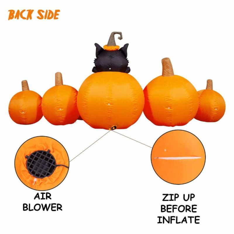 9 FT Long Halloween Inflatables Pumpkin with Witch′ S Cat Outdoor Halloween Decorations with Build-in LEDs, Blow up Halloween Decorations