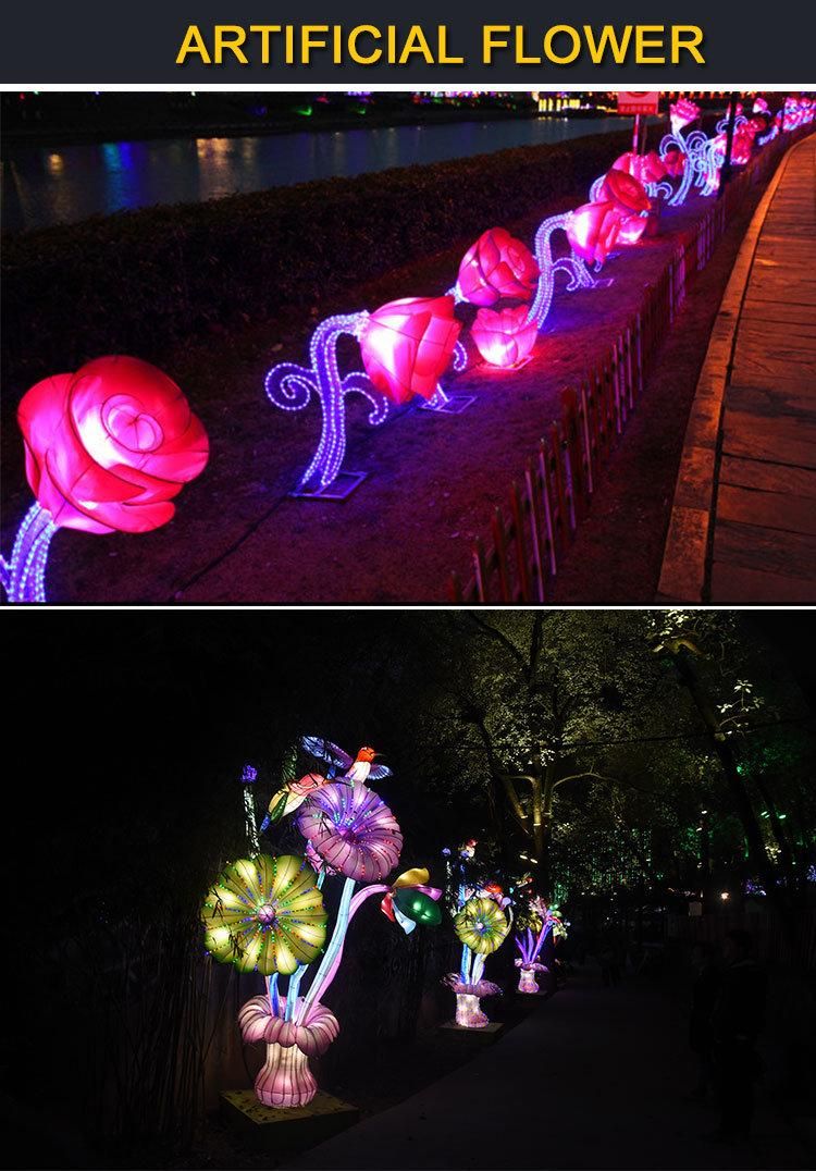 Customized Colorful LED Lights Artificial Flowers for Park Decorations