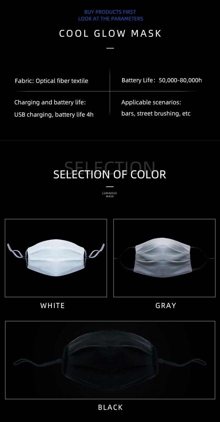 Popular Luminous LED Light up Rave Mask Christmas Fiber Optic Mask