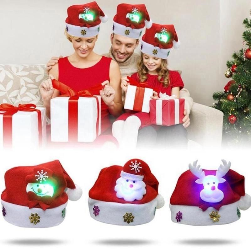 Gorro Navidad LED Lighting Christmas Hats Adult Christmas Santa Hat Decorative New Year Decoration Noel Christmas Decoration