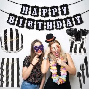 Bronzing Stripes Party Tableware Children&prime;s Birthday Party Supplies