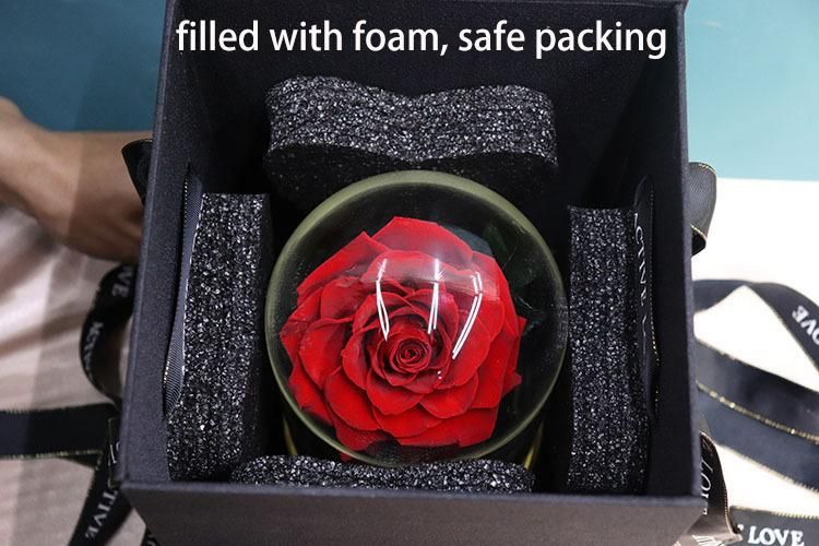 100% All Natural Handmade Natural Preserved Rose Flowers in Glass Dome