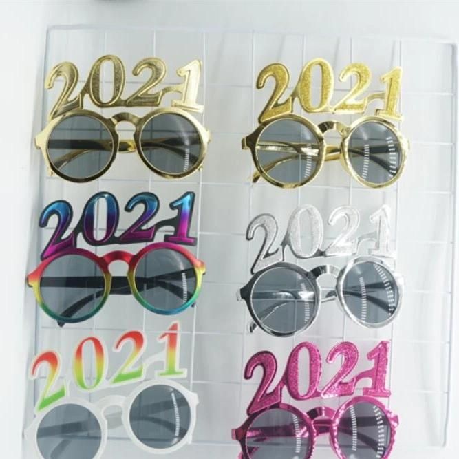 New Year Eve Party Glasses Electroplating Flash Powder Digital Holiday Gift Party Supply Glasses