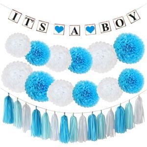 Umiss Paper Banner Craft POM Poms Baby Shower Party Decorations