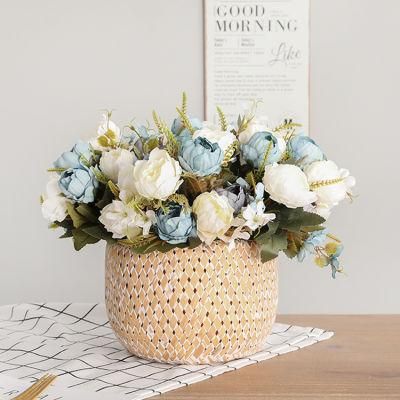 Vintage Artificial Peony Real Touch Silk Flowers Bouquet Home Wedding Decoration