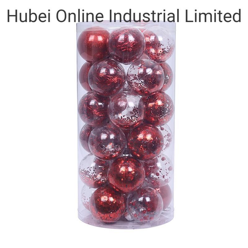 30PC/Bucket 6cm Christmas Ball Christmas Tree Hanging Ball Acrylic Transparent Ball Christmas Supplies