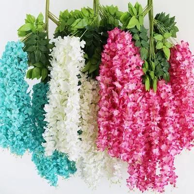 Artificial Wisteria Vine Ratta Hanging Garland Silk Flowers String Home Party Wedding Decor