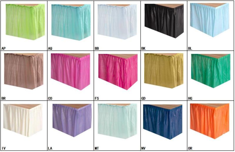 Plastic Party Disposable Soild Color Table Skirt