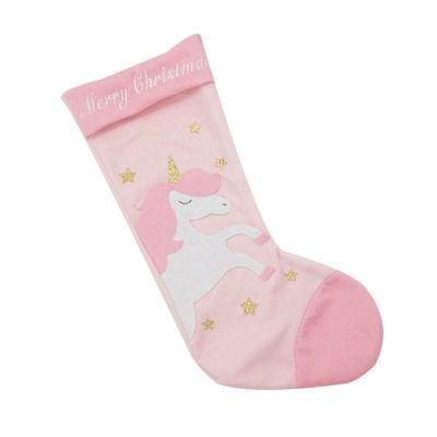 Pink New Decoration Felt Christmas Stocking Unicorn Christmas Ornament