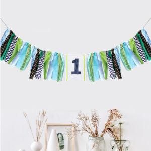 Baby Boys One Year Old Birthday Decoration Garland High Chair Banner