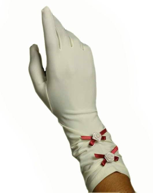 Fashion Lady Wedding Gloves with Ribbon and Made with Satin (JYG-29317)