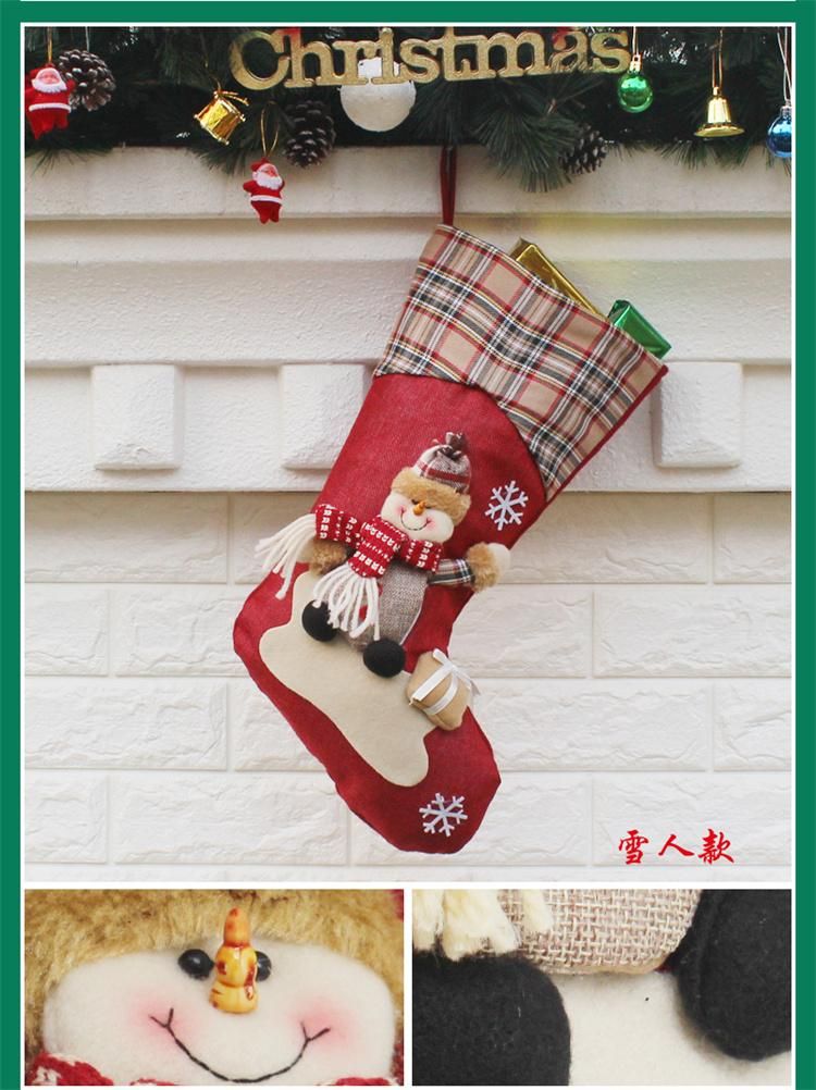 Wholesale Cotton Christmas Decorations New Year Gifts Santa Snowman Elk Socks Christmas Gift Bag for Kids