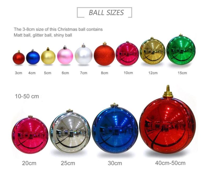 Hotsale Assorted Stock 4cm 5cm 6cm 7cm 8cm Colorful Plastic Christmas Balls