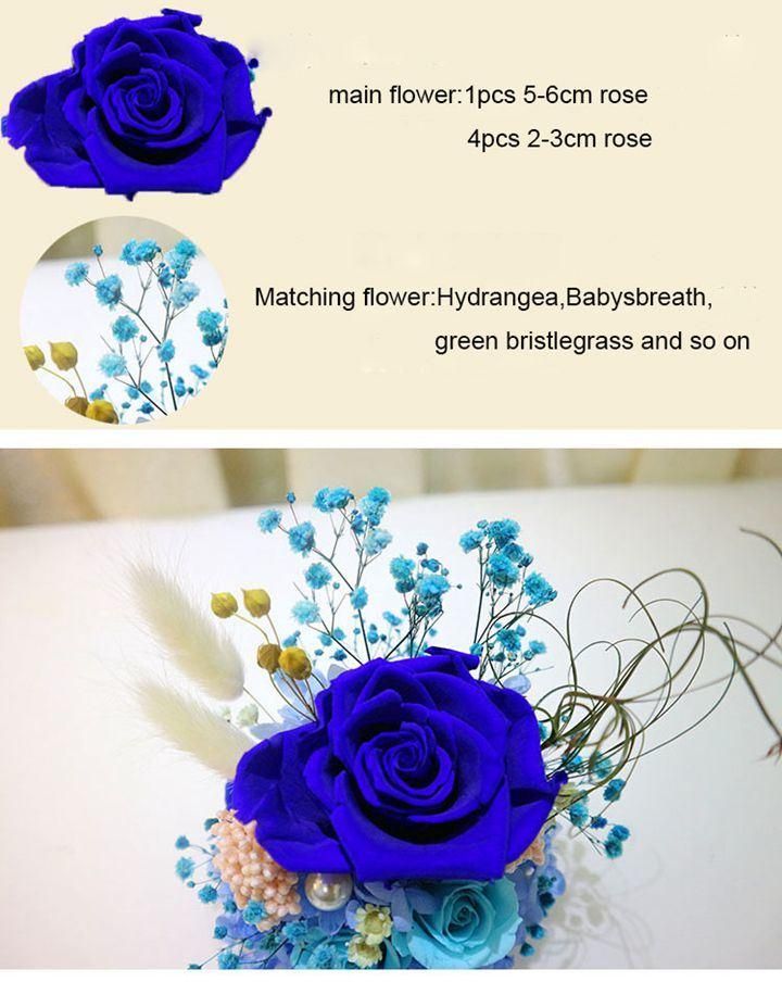 Decorative Arrangements Preserved Roses Flower in Glass Dome Desk Lamp