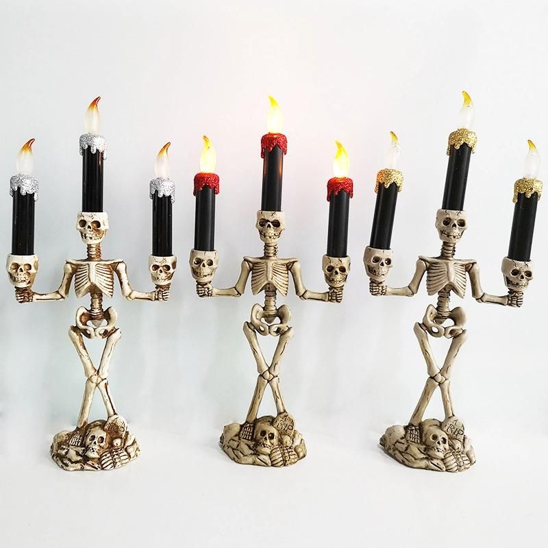 Plastic Material Halloween′ S Festival Holiday Ornaments Candle Shape Decoration with Light