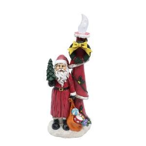 Resin Christmas Kids and Santa Claus with LED Lamp Posts Factory Direct Selling