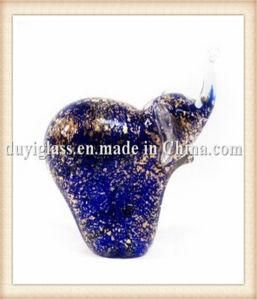Animal Blue Elephant Glass Craft for Display