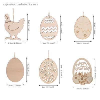 Customized Hanging Laser Carved Wooden Easter Egg Children DIY Painting Wooden Chicken Wood Egg Decoration