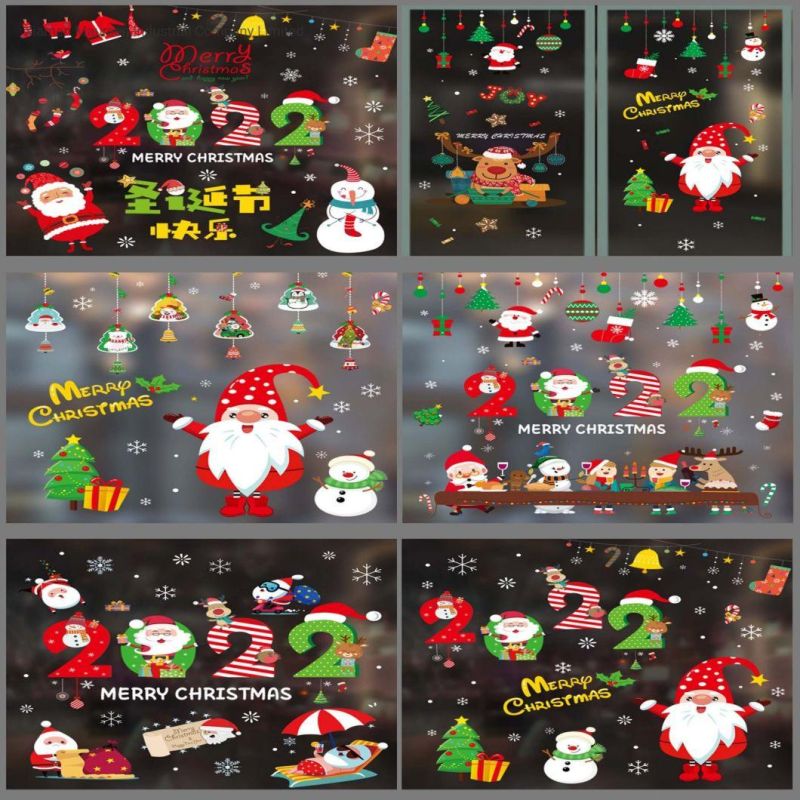 Christmas Ornaments 2022 Latest Decoration Waterproof and Anti-Static Window and French Door Glass Plastic Paste