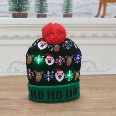 LED Light Christmas Knitted Hat for Kids Adults Christmas Decorations