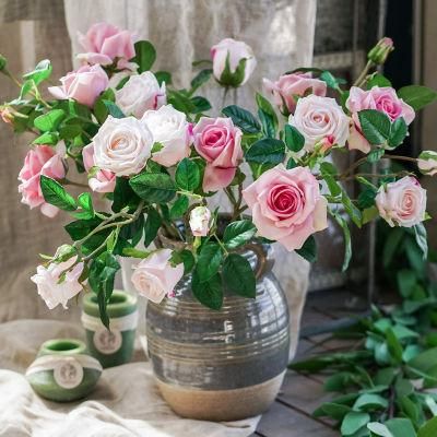 Home Decorative Artificial Rose Flower Long Stem with Moist Touch 12 PCS Faux Flower Arrangement Bouquet for Home Decor Wedding Party