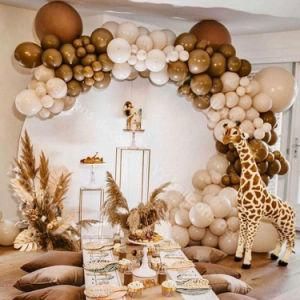 Apricot Balloon Chain Giraffe Balloon Garland Retro Grassland Balloon Arc