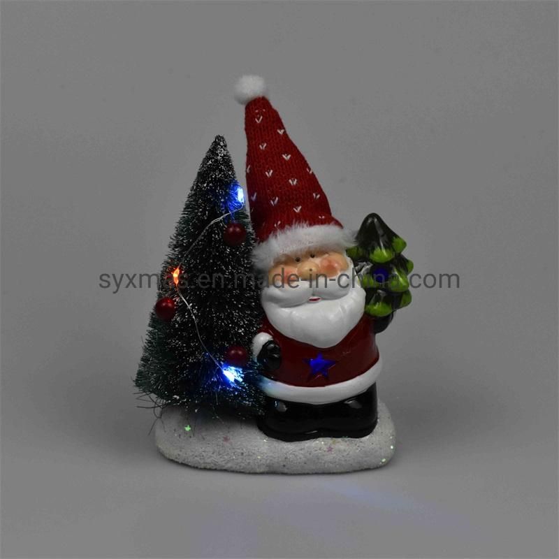 Hot Sale Santa Claus Christmas Tree Desktop Figurines Creative Glow Gifts with Lights