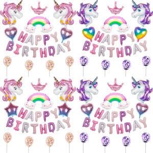 Rainbow Unicorn Themed Balloon Set Children&prime; S Birthday Party Decoration
