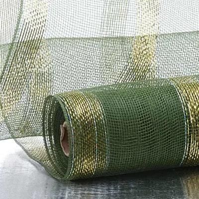 Fashionable 1&prime;&prime; Metallic Stripe 21&prime;&prime; Deco Mesh for Promotion