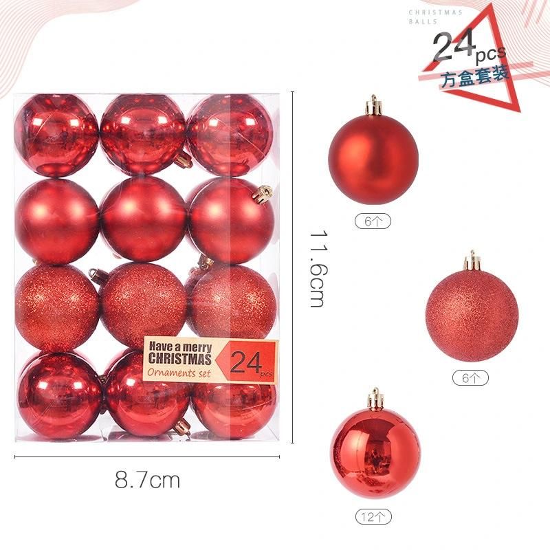 Christmas New Electroplating Plastic Ball 3cm Christmas Tree Pendant Christmas Ball Champagne Ornaments Set