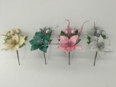 Wholesale Artificial Simulation Flowers Picks for Christmas Decoration Xmas Ornament