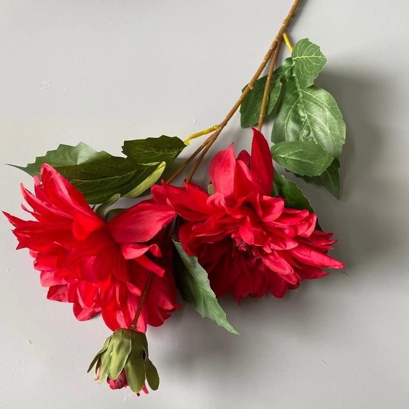 Factoty Wholesale Dahlia Chrysanthemum Silk Flower European and American Style Wedding Interior Decoration Flower Arrangement Artificial Flowers