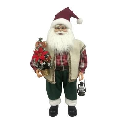 BSCI Custom Big Decoration Figurine Doll Plush Santa Claus Christmas Santa Decoration