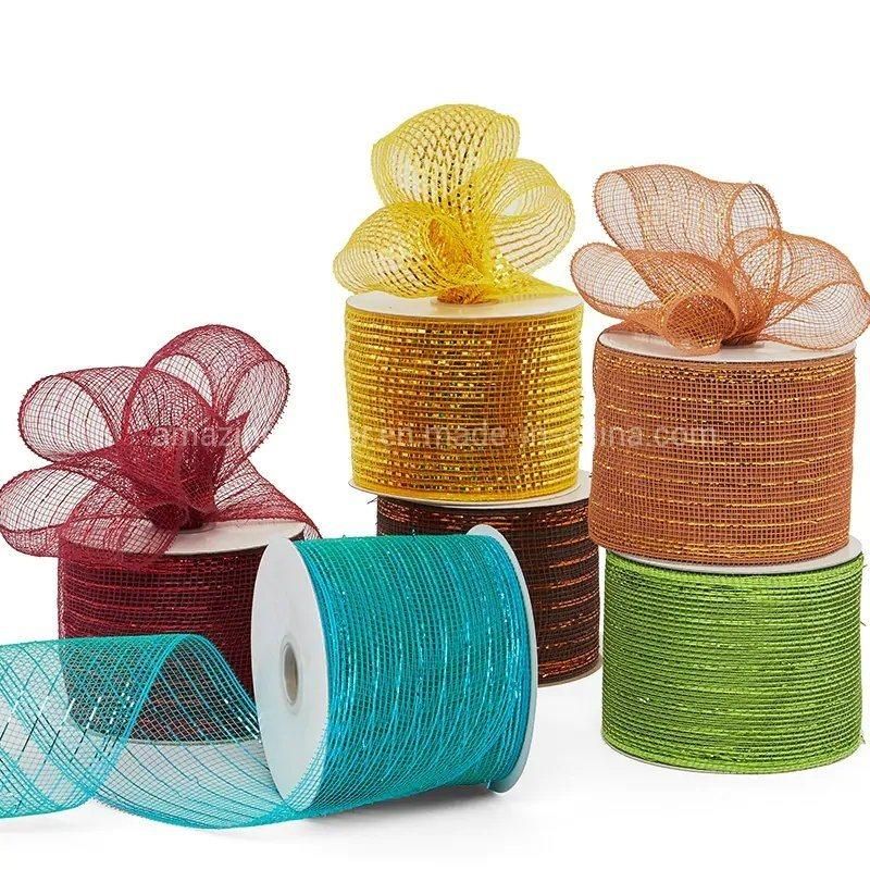 Metallic Thread 4′′ Deco Mesh Ribbons