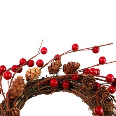 Customized Christmas Wreath with Flower Leaf Pinecone Red Berry