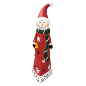 Red Ceramic Bisque Snowman Figurine Ornament