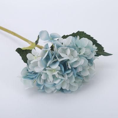 Silk Hydrangea Heads with Stems, Blue Artificial Flower Heads DIY Wedding Centerpiece Home Party Baby Shower Decor