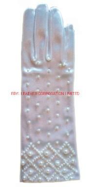 Fashion Lady Wedding Gloves with Pearl Decoration (JYG-29315)