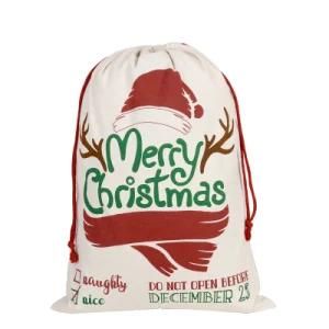 Noel Customized Silhouette Giant OEM Fabric Canvas Drawstring Santa Sack for Christmas Decor