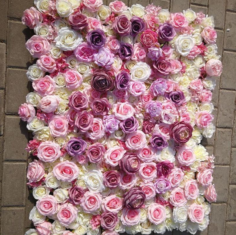 Customize Different Wedding Artificial Rose Flower Wall Panel Backdrop