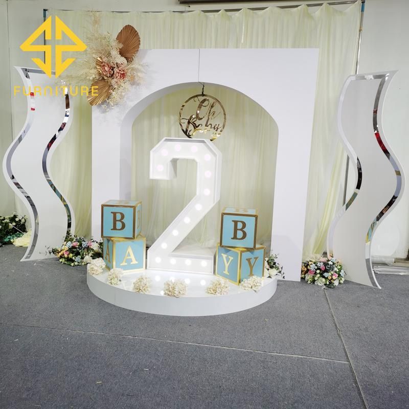 New Design Luxury Modern Wedding Banquet Event Decoration PVC White Backdrop