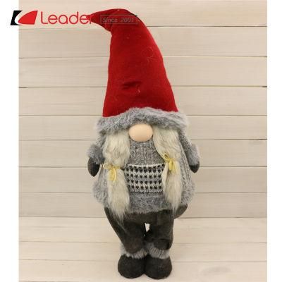 New Nordic Fabric Sitting Santa Gnome Figurine Craft with Red Sewing Hat for Home Decoration and Christmas Gifts, Customize Your Swedish Dolls