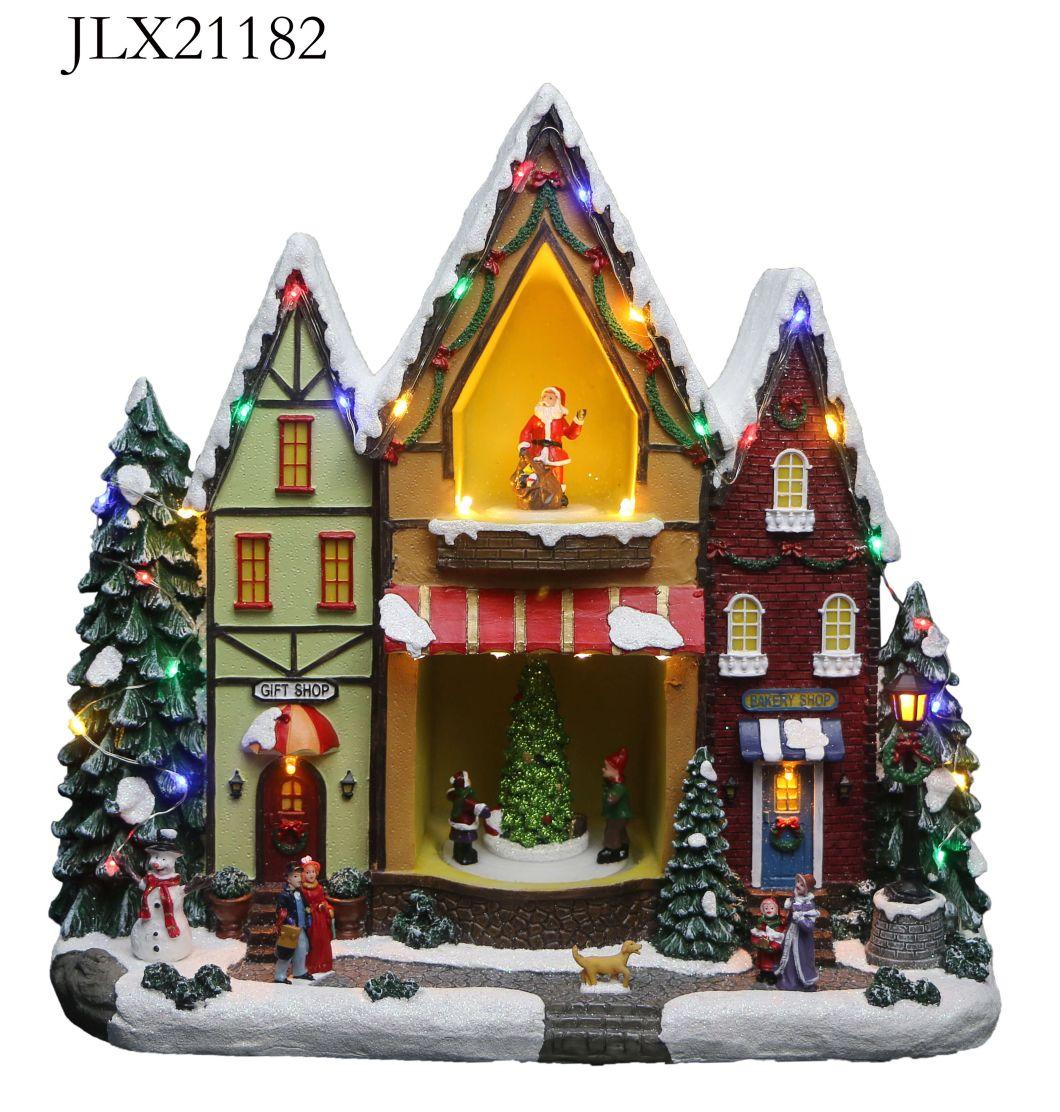Lighted Christmas Village Decoration Christmas Village Houses with LED and Moving Train Lights for Holiday Decoration