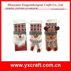 Christmas Decoration (ZY17Y167-1-2-3 34X13CM) Christmas Wine Bag Santa Snowman