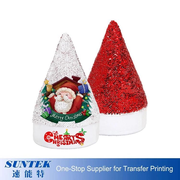 New Arrival Sublimation Christmas Hat Red Sequin Santa Hat Wholesale