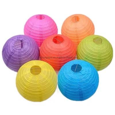 Factory Low Price Hot Sale Christmas, New Year, Wedding, Birthday Party Decoration, Round Steel Wire Folding Paper Lantern Cheap Decoration