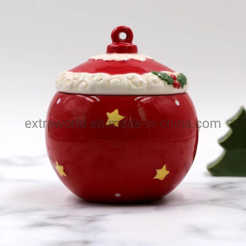 OEM Accept 3D Handpainted Ceramic Christmas Decoration Candy Jars