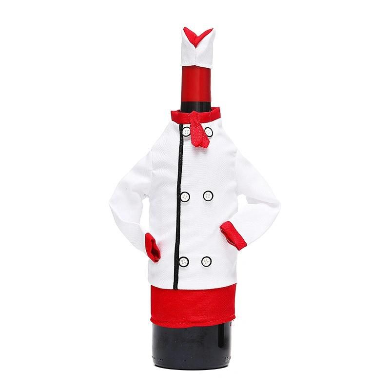 Christmas Wine Bottle Sets Chef′ S Clothes Hats Restaurant Bar Holiday Decorations Props Household Items