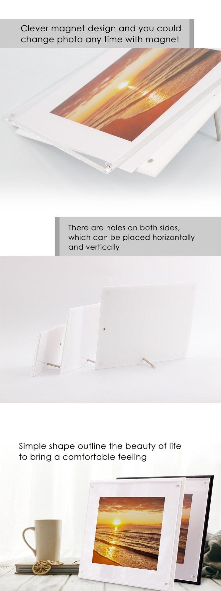 Magnetic Clean Crystal Floating Frameless Acrylic Photo Frame