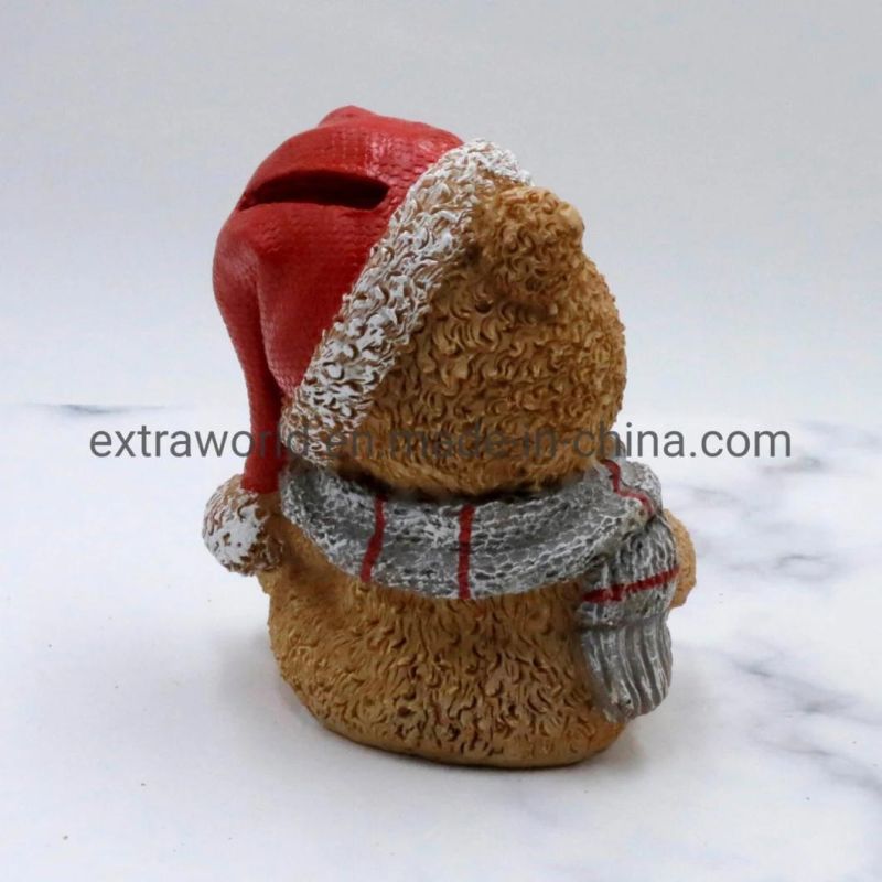 Resin Teddy Bear Money Box Piggy Bank for Christmas Gift